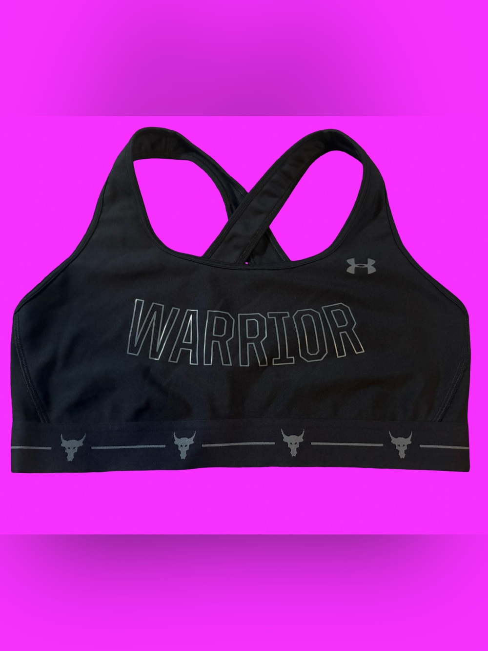 Under Armour Black Racerback Performance Sports Bra Warrior Line Like New XL